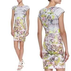 Ted Baker Pancha Window Blossom Pencil Bodycon‎ Fitted Dress Purple Size 3